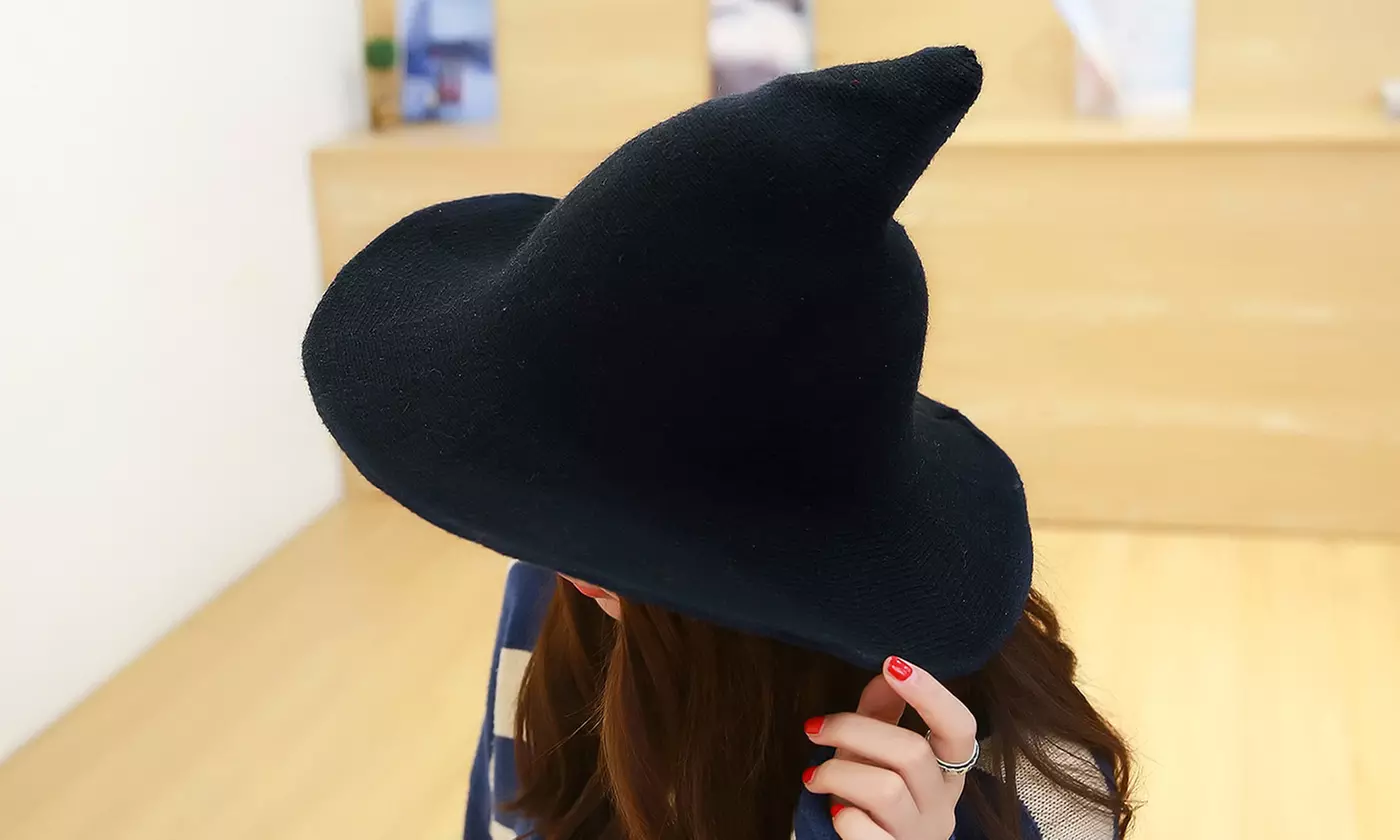 Women Winter Warm Knitted Wool Witch Hat Cap