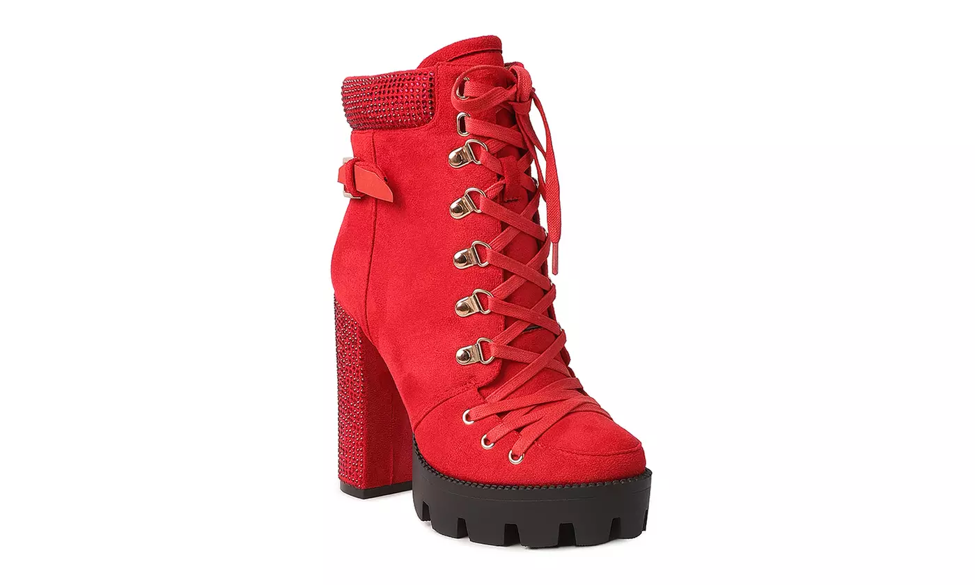 London Rag Birch Block Heeled Ankle Booties
