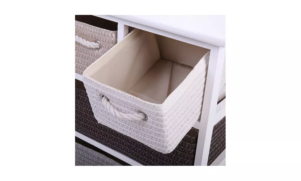 4-Drawer Storage Unit with Woven Baskets, Drawer Dresser Chest - Second Medium