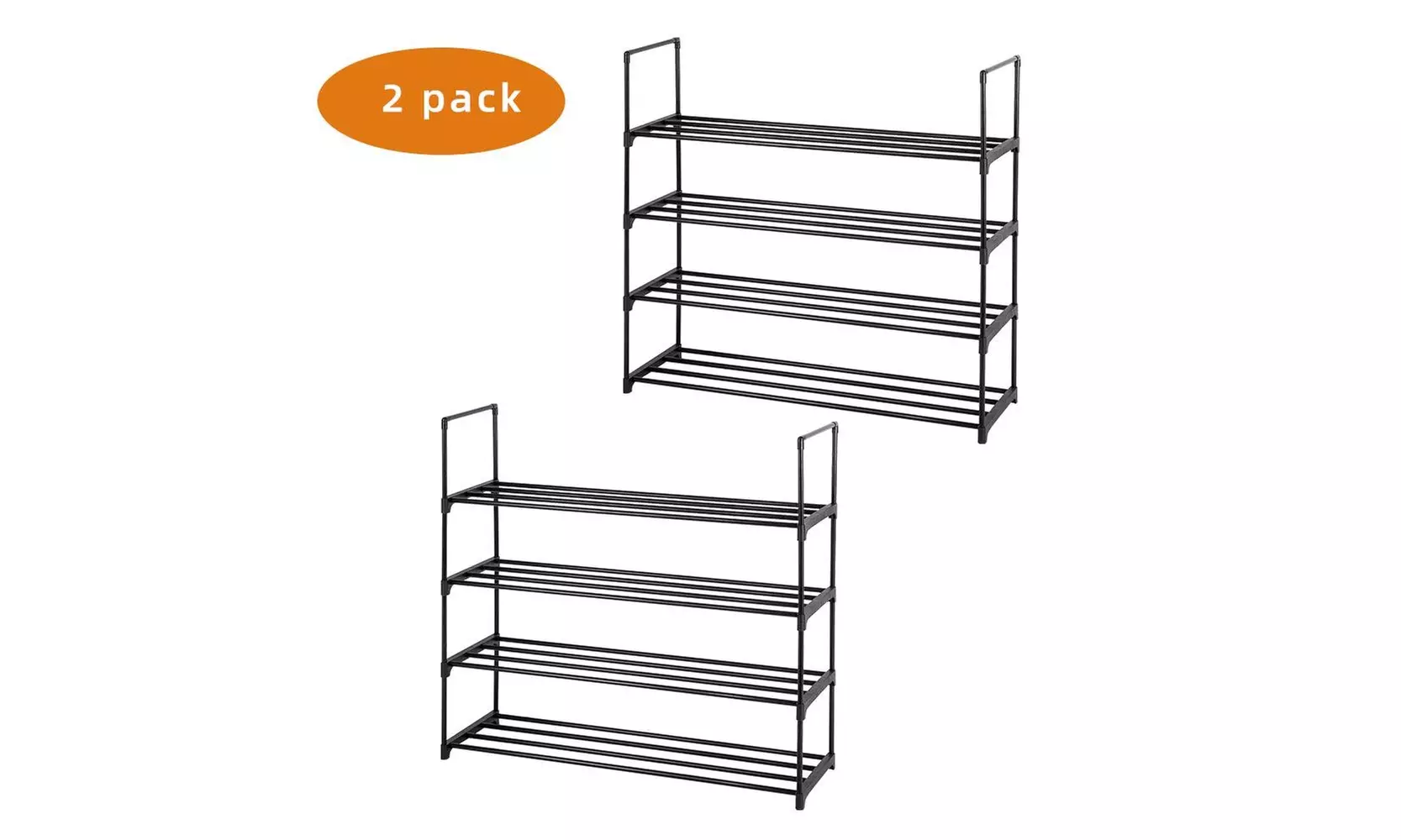 2 Pack 4-Tier Stackable Shoe Rack Shoe Shelf Storage Organizer Black - Primary Image