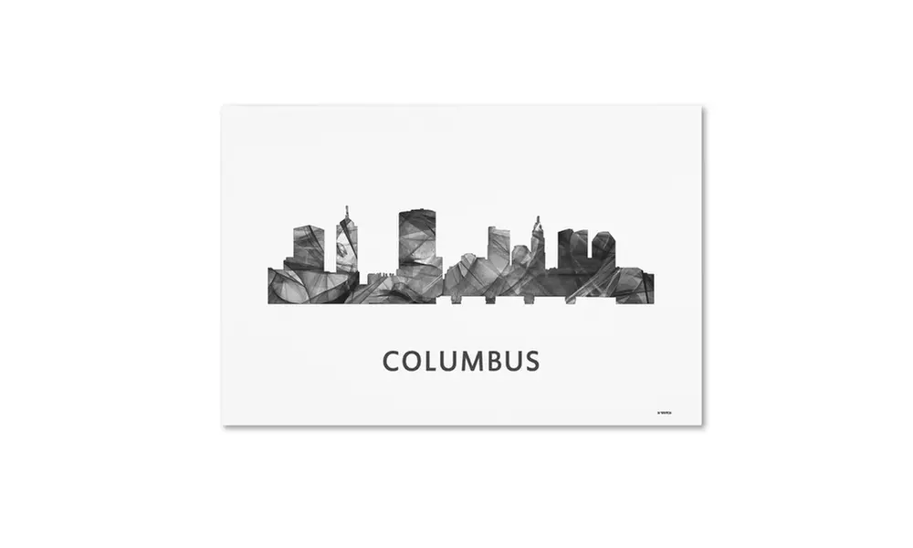 Marlene Watson 'Columbus Ohio Skyline WB-BW' Canvas Art - Second Medium
