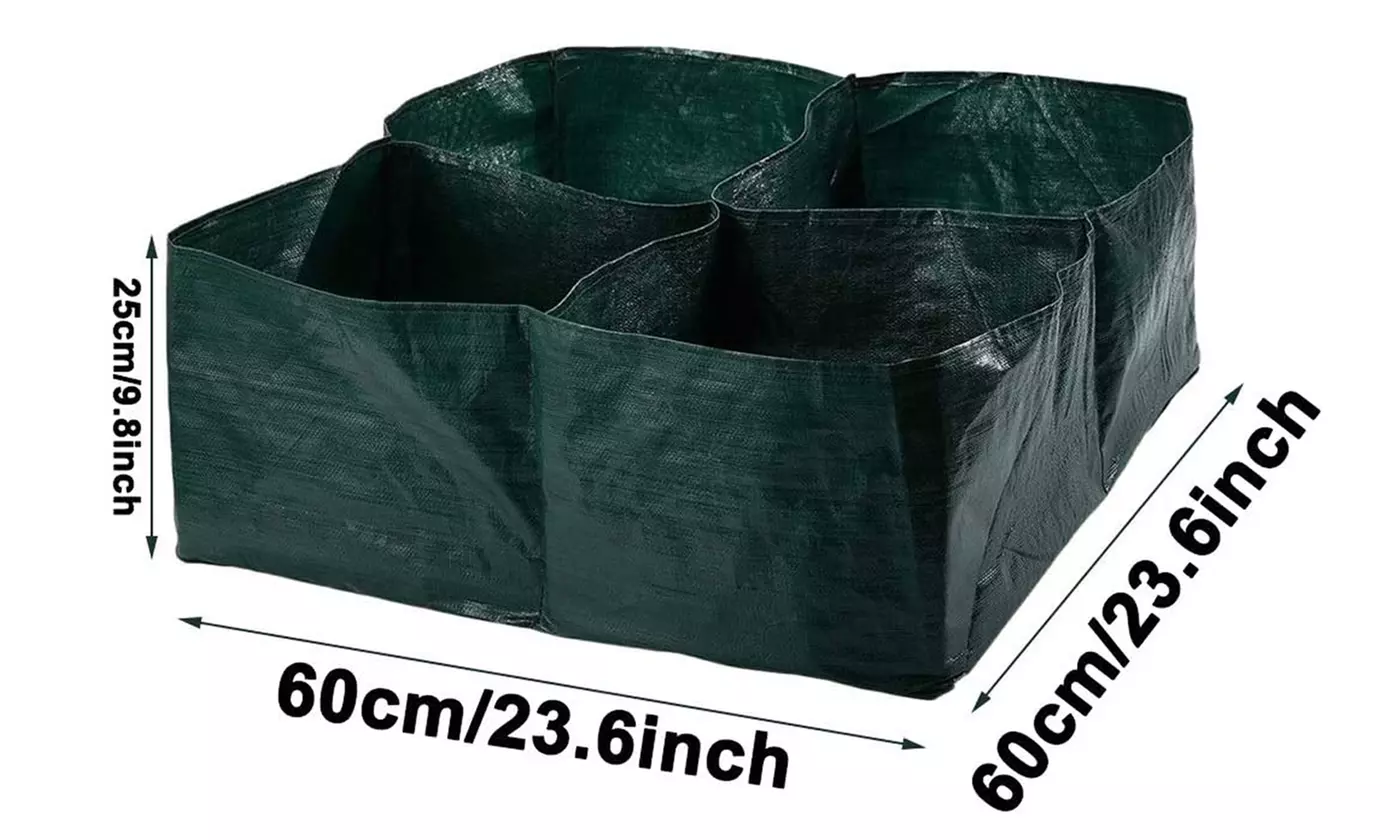 Raised Garden Planters Fabric Beds Grow Bags Planting Pots with 4 Divided Grids