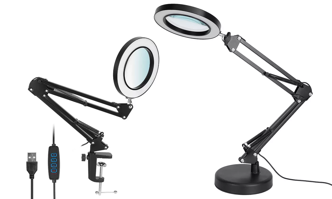 iMounTEK 2-In-1 72-LED Magnifier Lamp 8x Magnifying Glass w/ Light Swing Arm - Primary Image
