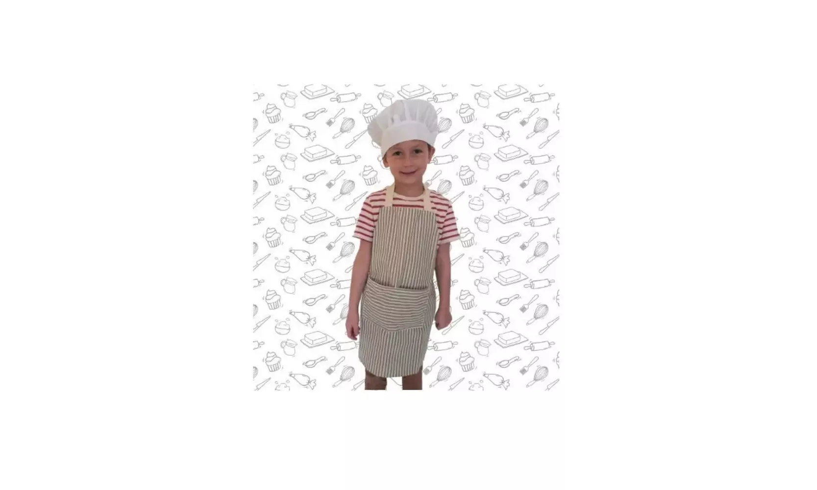 Tovla Jr. Kids Cookbook, Cooking Apron and Hat Set with Pocket for Boys & Girls