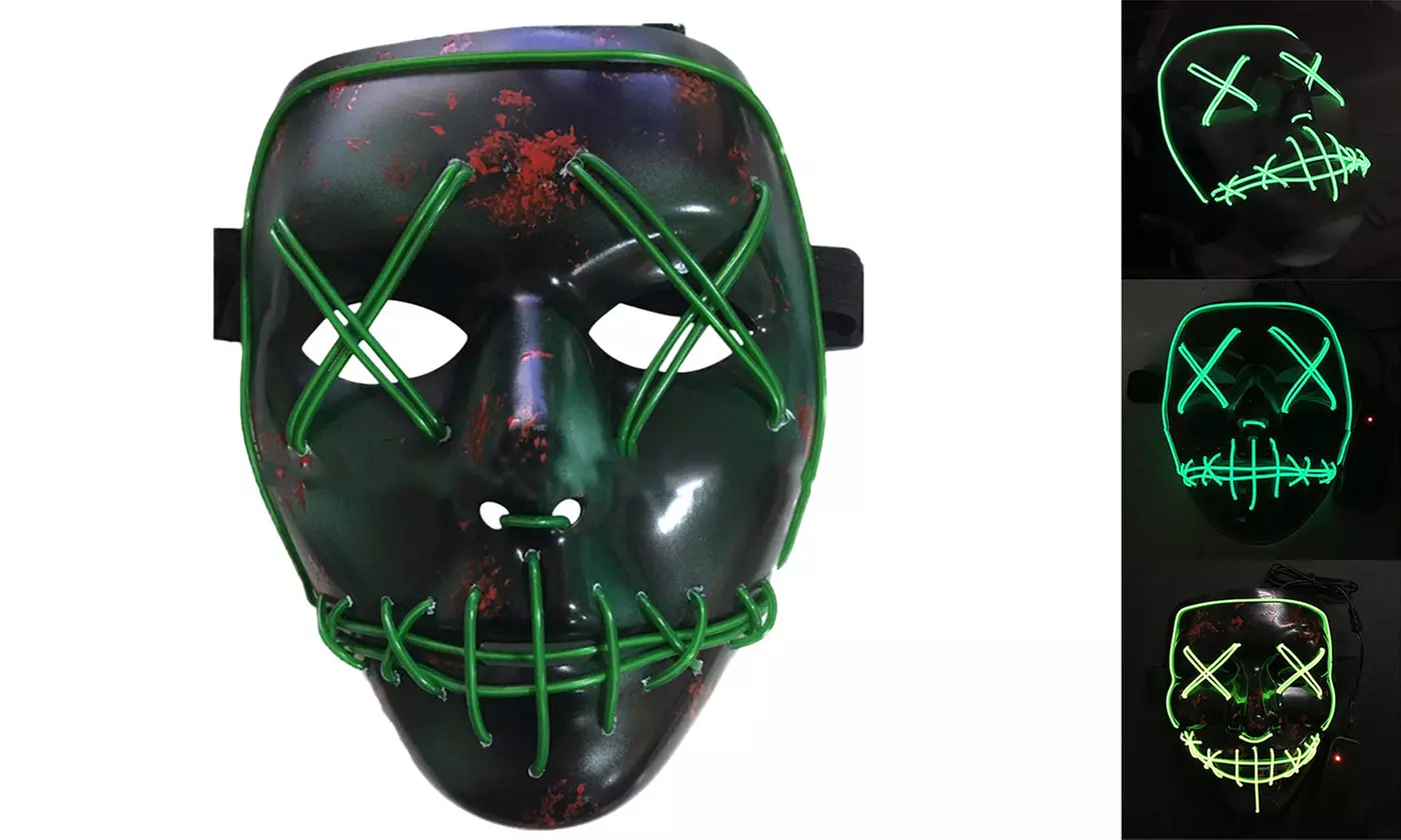 Halloween Prank The Purge LED Mask Props EL Wire Party Cosplay Face Mask - Primary Image