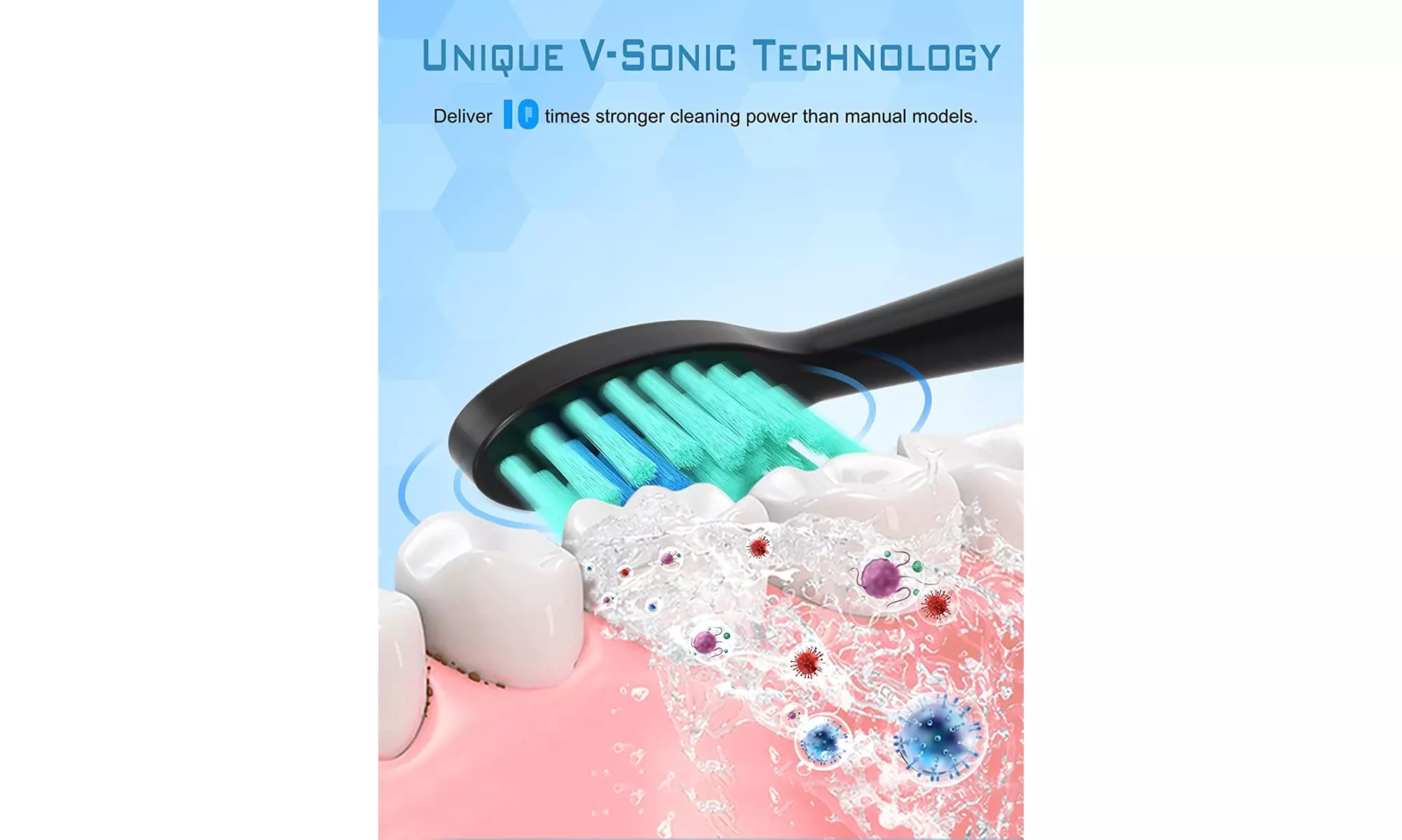 Sonic Electric Toothbrush with 8 Dupont Brush Heads, Rechargeable - Primary Image