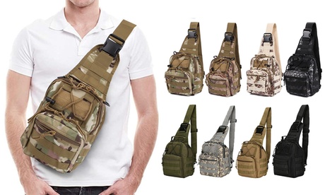 Men Outdoor Shoulder Chest Bag Military Tactical Backpack Cycle Sling Chest Pack CP