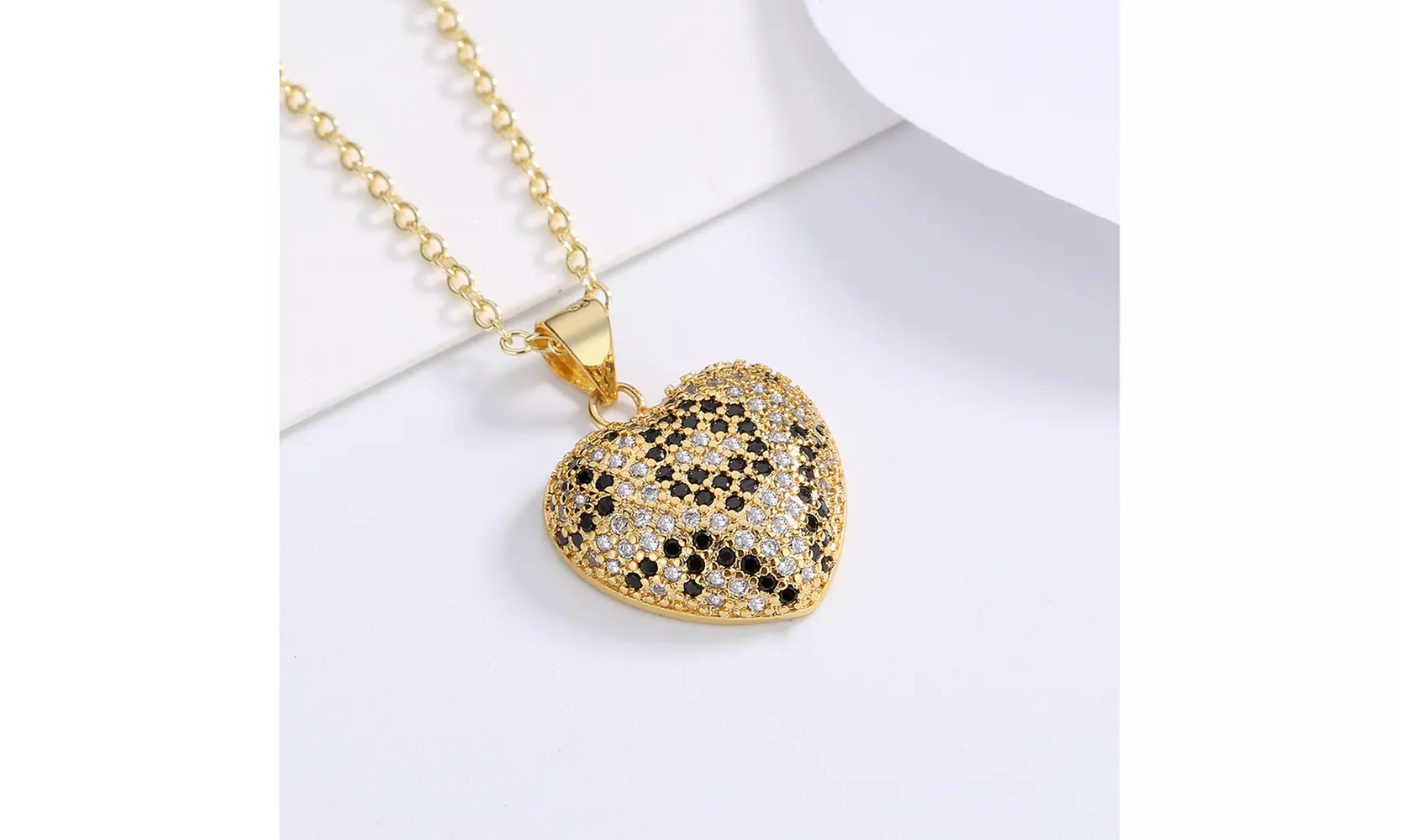 14K Gold Leopard Print Heart Necklace with crystals from Swarovski - Primary Image