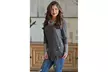Women's Gray/Black/Red Striped Neck Cuffs Asymmetric Waffle Top - Second Medium
