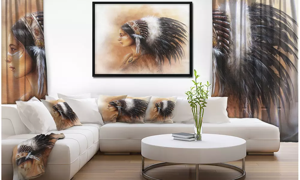 Indian Woman in Traditional Clothing - Indian Framed Canvas Artwork - Primary Image