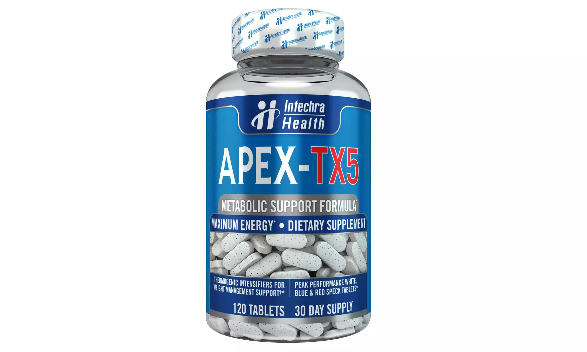 APEX-TX5 Weight Loss Tablets 120 White Blue Red Diet Pills Ultra Energy Formula - Primary Image