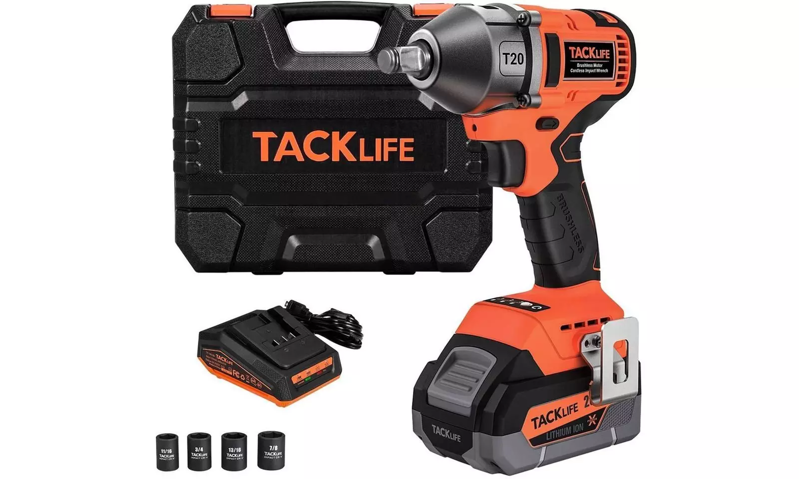 TACKLIFE T20 20V Brushless High Torque Impact Wrench Kit - Primary Image