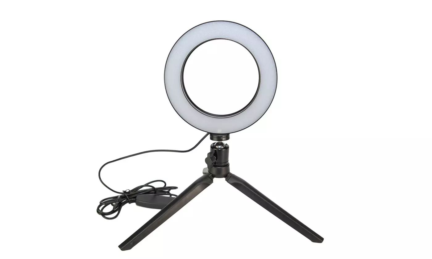 Dimmable LED Selfie Ring Light with Tripod Stand for Live Stream/ Makeup - Second Medium