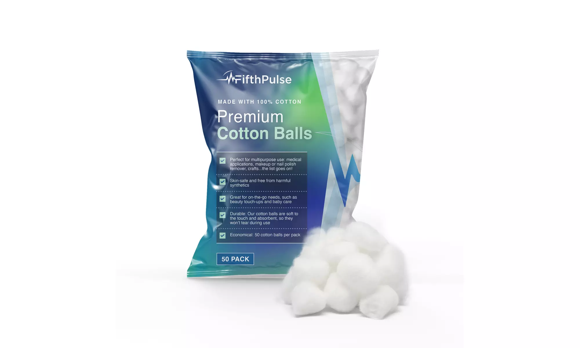 FifthPulse Soft Premium 100% Pure Cotton Balls, Multi-Purpose Use