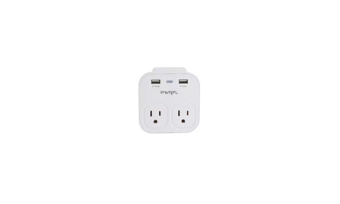 PWRFL Outlet Expander Surge Protector with Two USB Ports - Primary Image