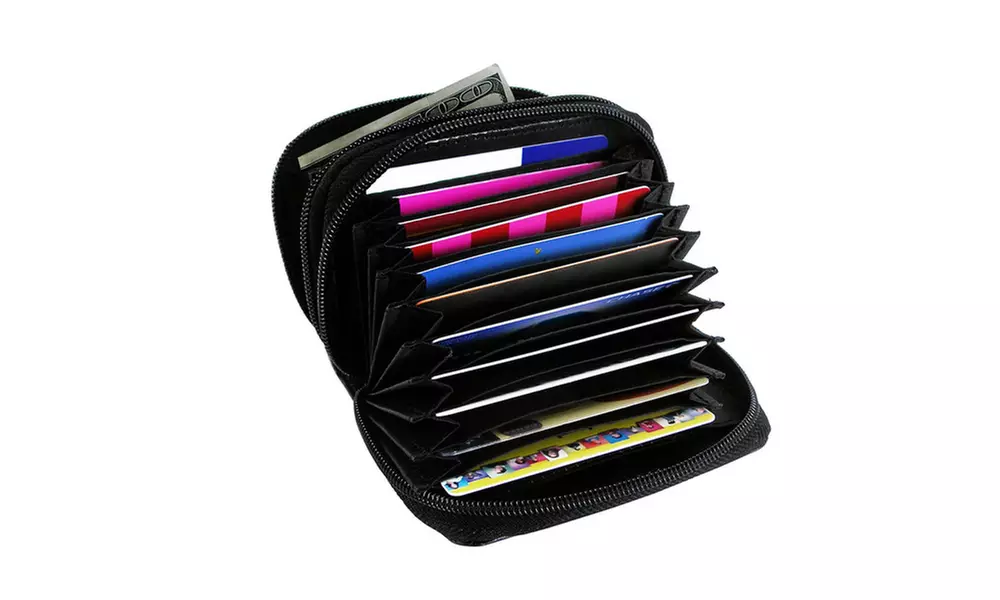 Multi-Card Organizer Credit Card Wallet Holder Zip Bifold Wallet 25 Card Slots - Primary Image