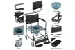 Medical Transport Toilet Commode Wheelchair Bedside w/Drop Arms Locking Casters - Second Medium