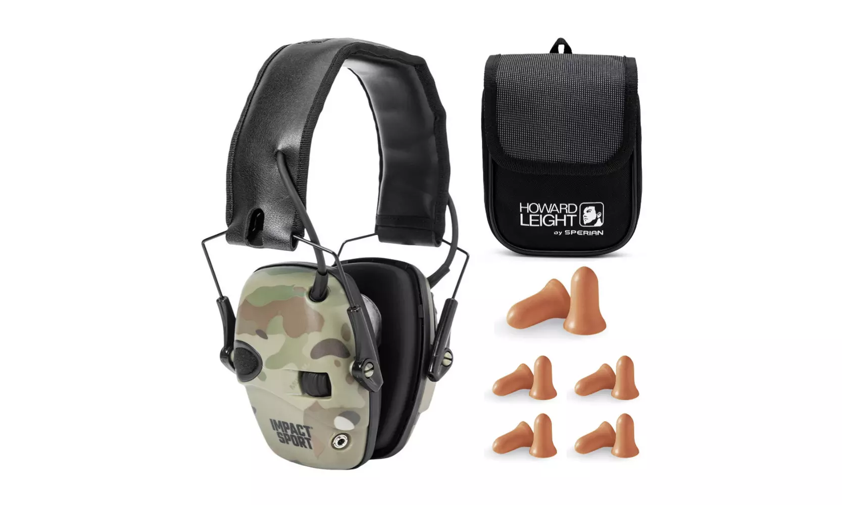 Howard Leight Impact Sport Electronic Shooting Earmuff with Earplugs and Case - Primary Image