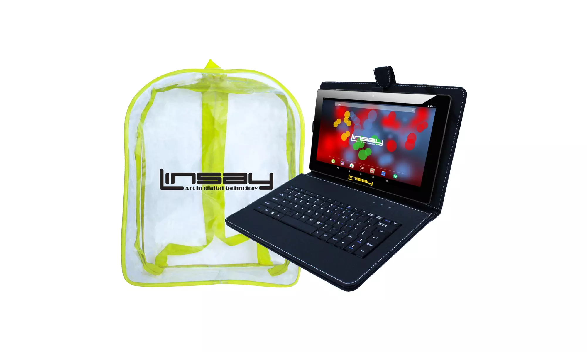 LINSAY 10.1" 32GB Android 12 1280x800 IPS Tablet with Keyboard and Bag Pack - Second Medium