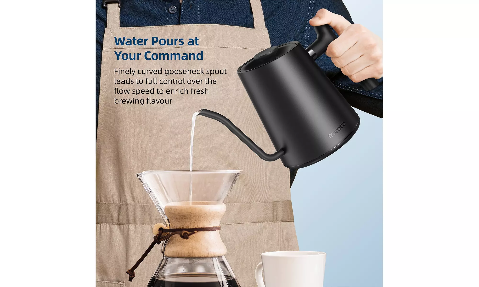 Miroco Gooseneck Electric Pour-over Kettle Temperature Variable Stainless Steel - Second Medium