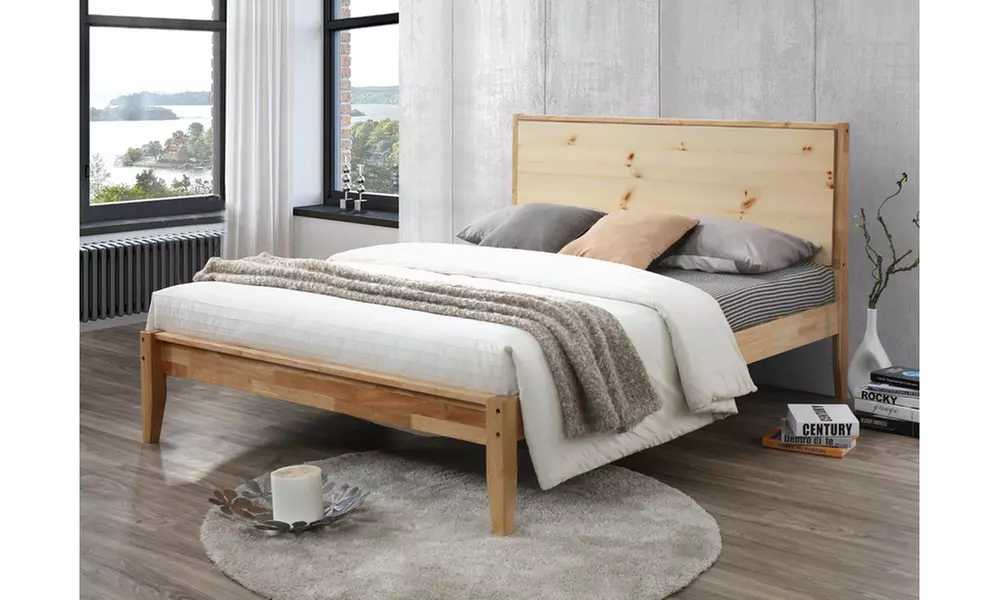Marana Natural Oak and Pine Finished Wood Platform Bed - Second Medium