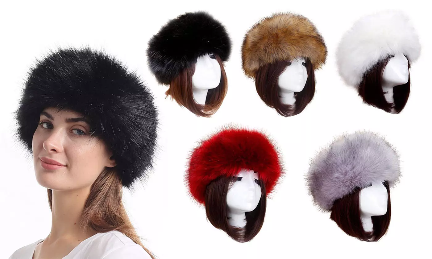 Fluffy Warm Fleece Lined Stretch Headband Ear Warmer Cap - Primary Image