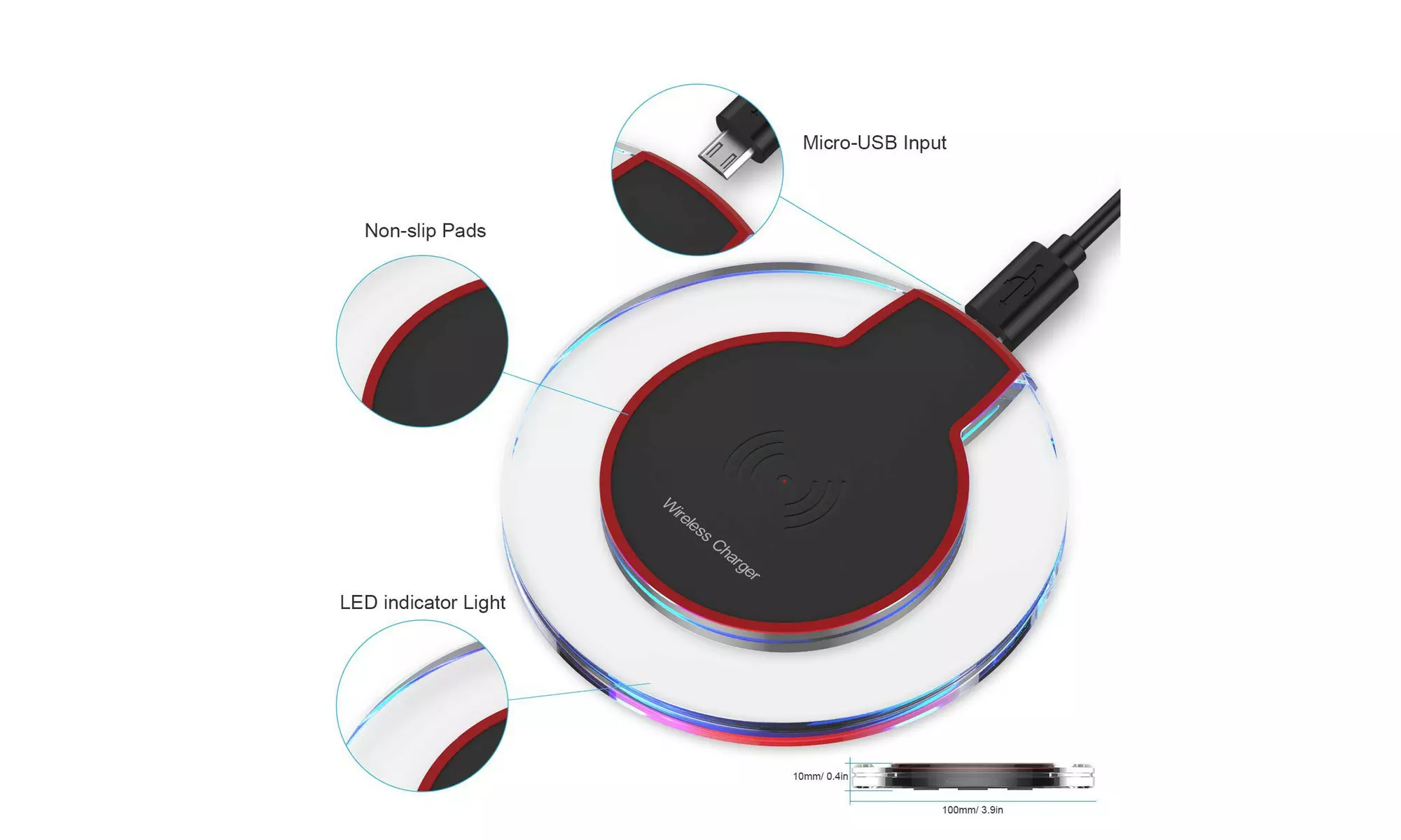 Qi Wireless Fast Charger Dock Charging Pad For iPhone 8 8Plus SE X XS XR XS Max - Primary Image