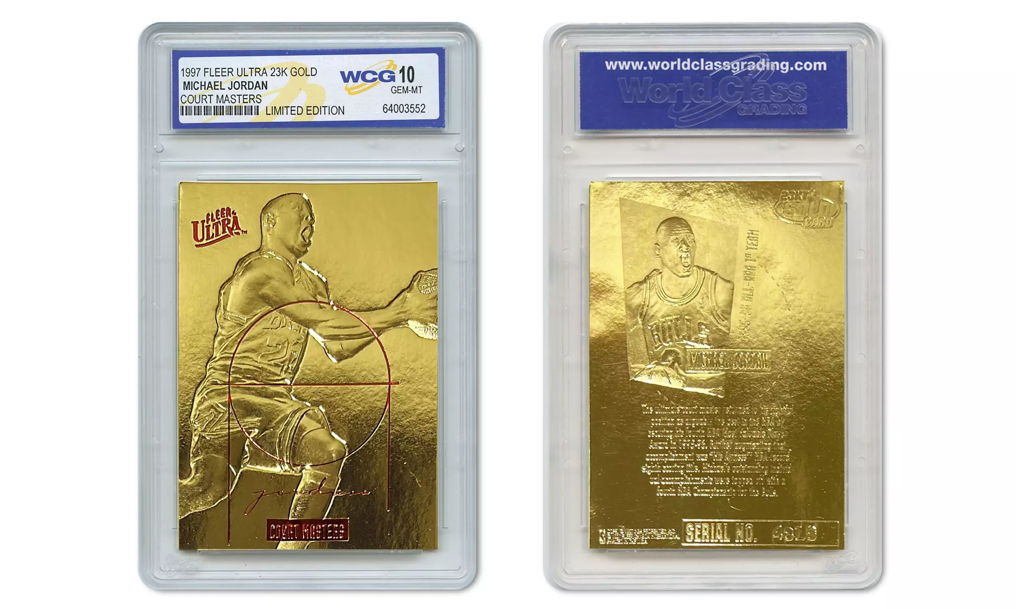 Michael Jordan R/W/B Border Rookie & Fleer Ultra Court Masters 2 Gold Cards GM10