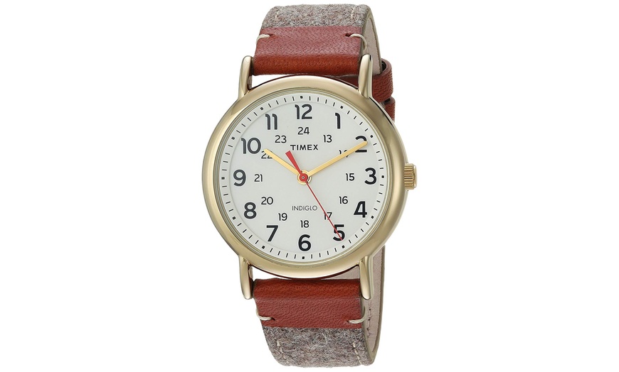 Timex Weekender Leather Unisex Watch TW2R42100 | Groupon