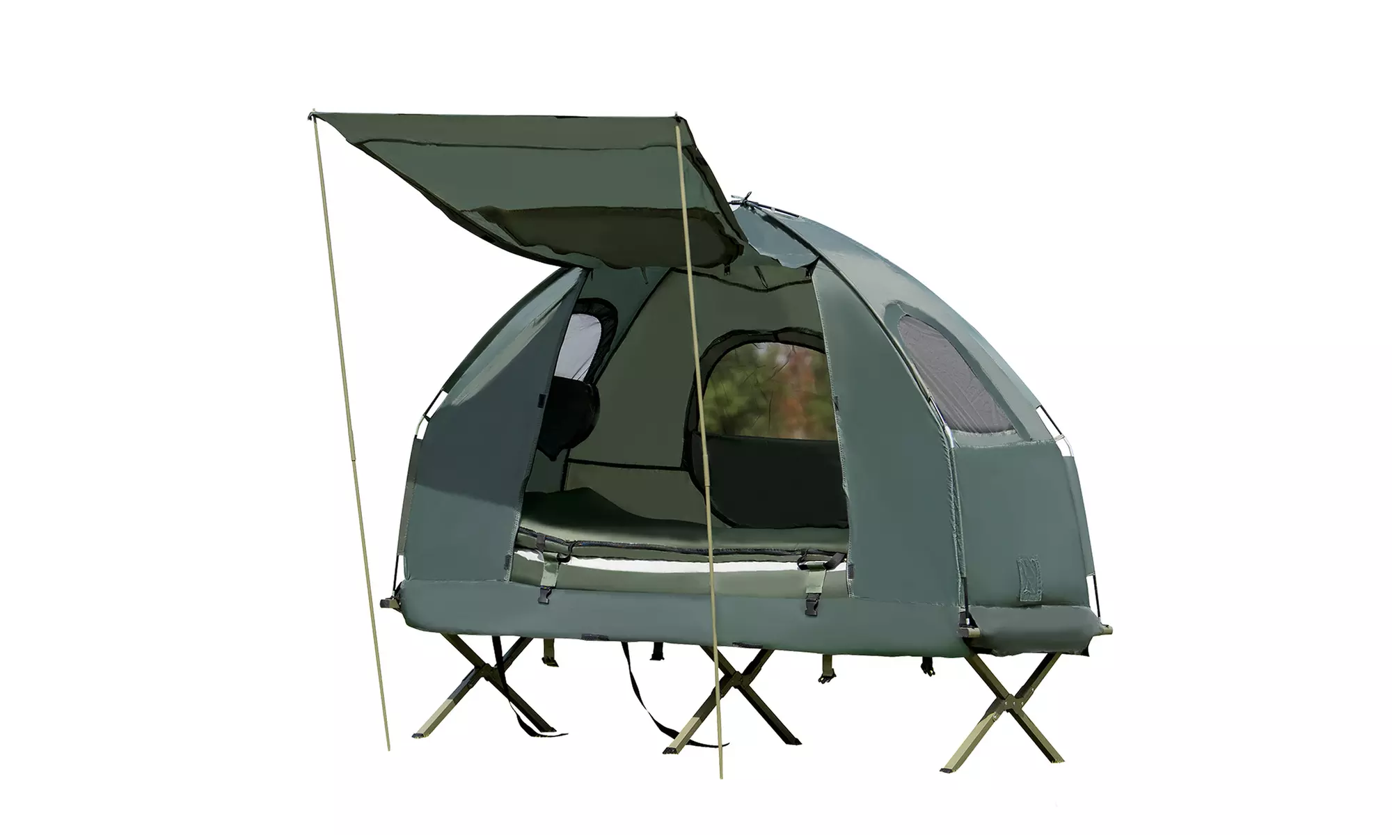1-Person Compact Portable Pop-Up Tent/Camping Cot w/ Air Mattress & Sleeping Bag - Primary Image