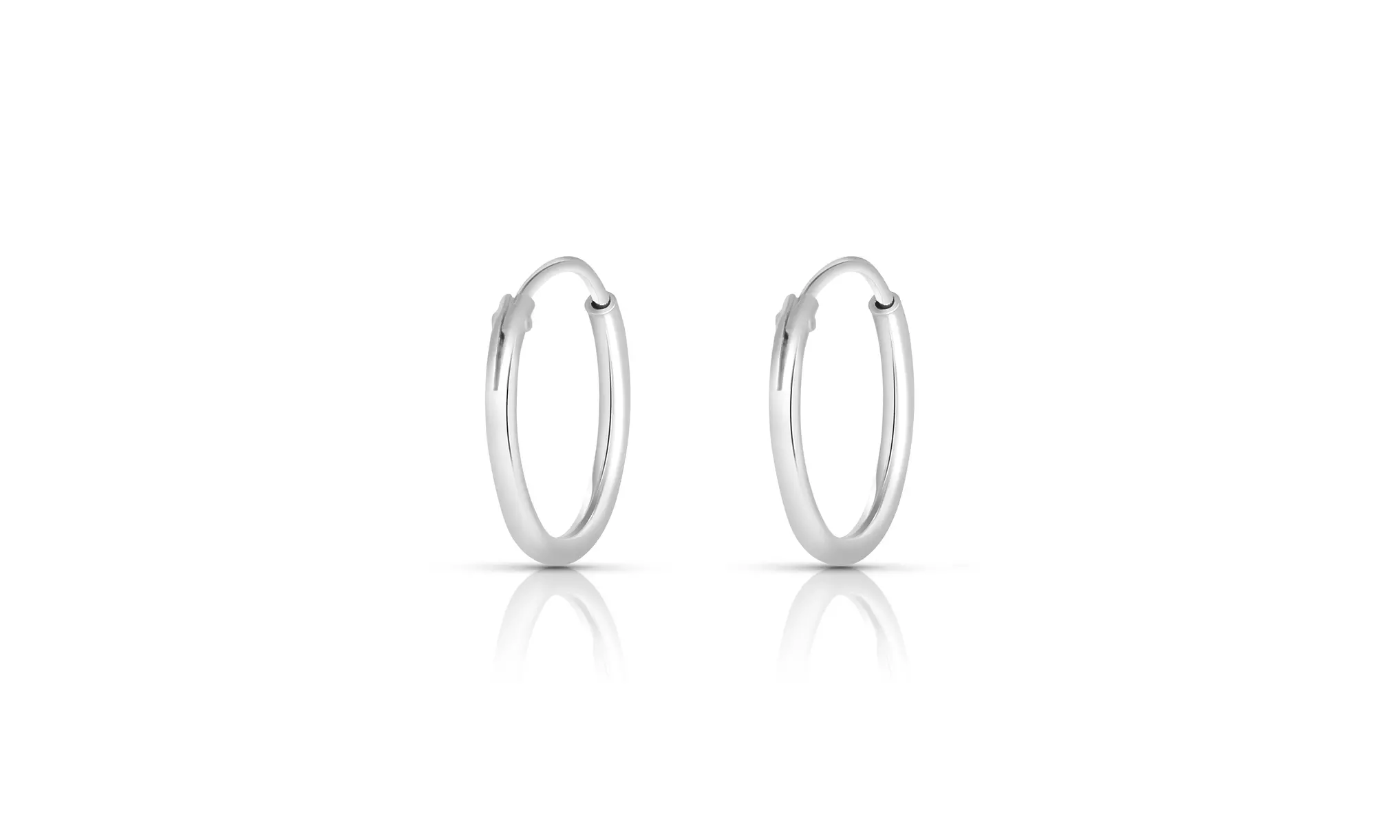 Sleek Endless Hoop Earrings in Solid Sterling Silver 