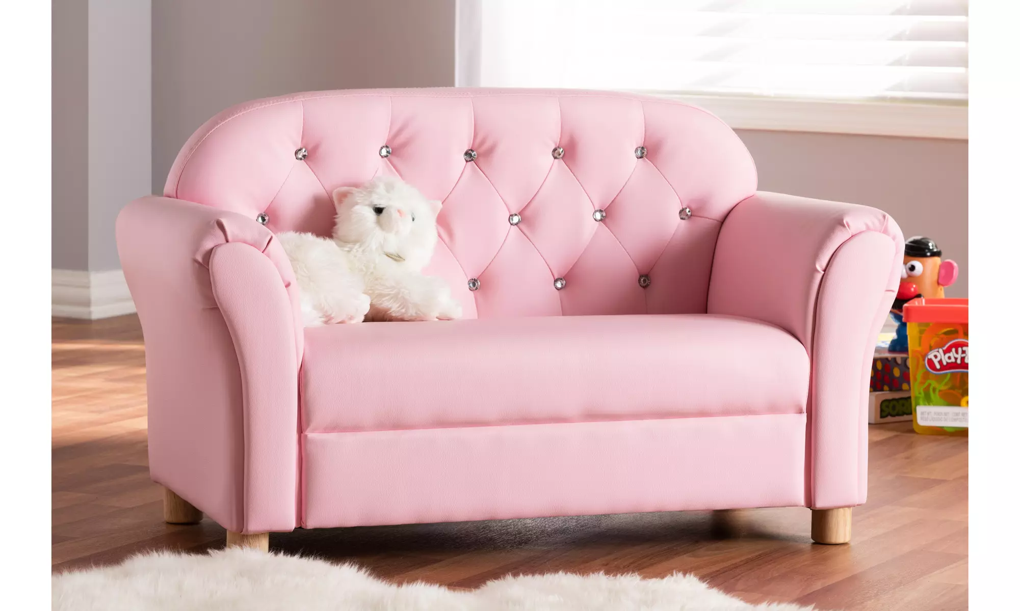Gemma Kids Pink Faux Leather 2-seater Sofa - Second Medium