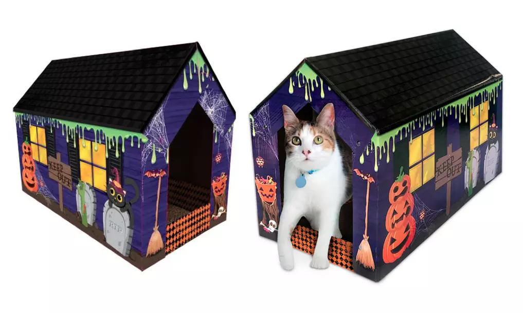 American Cat Club Haunted Cat House & Scratcher w/ Catnip Included - Primary Image