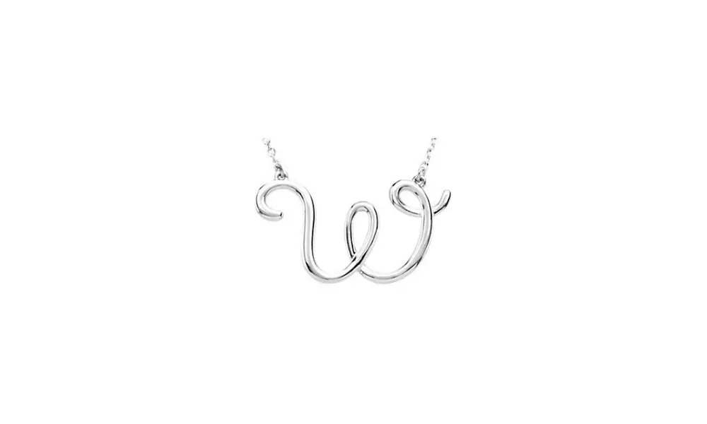 Parisjewelry White Gold Plated W Script Initial 16 Necklace - Primary Image