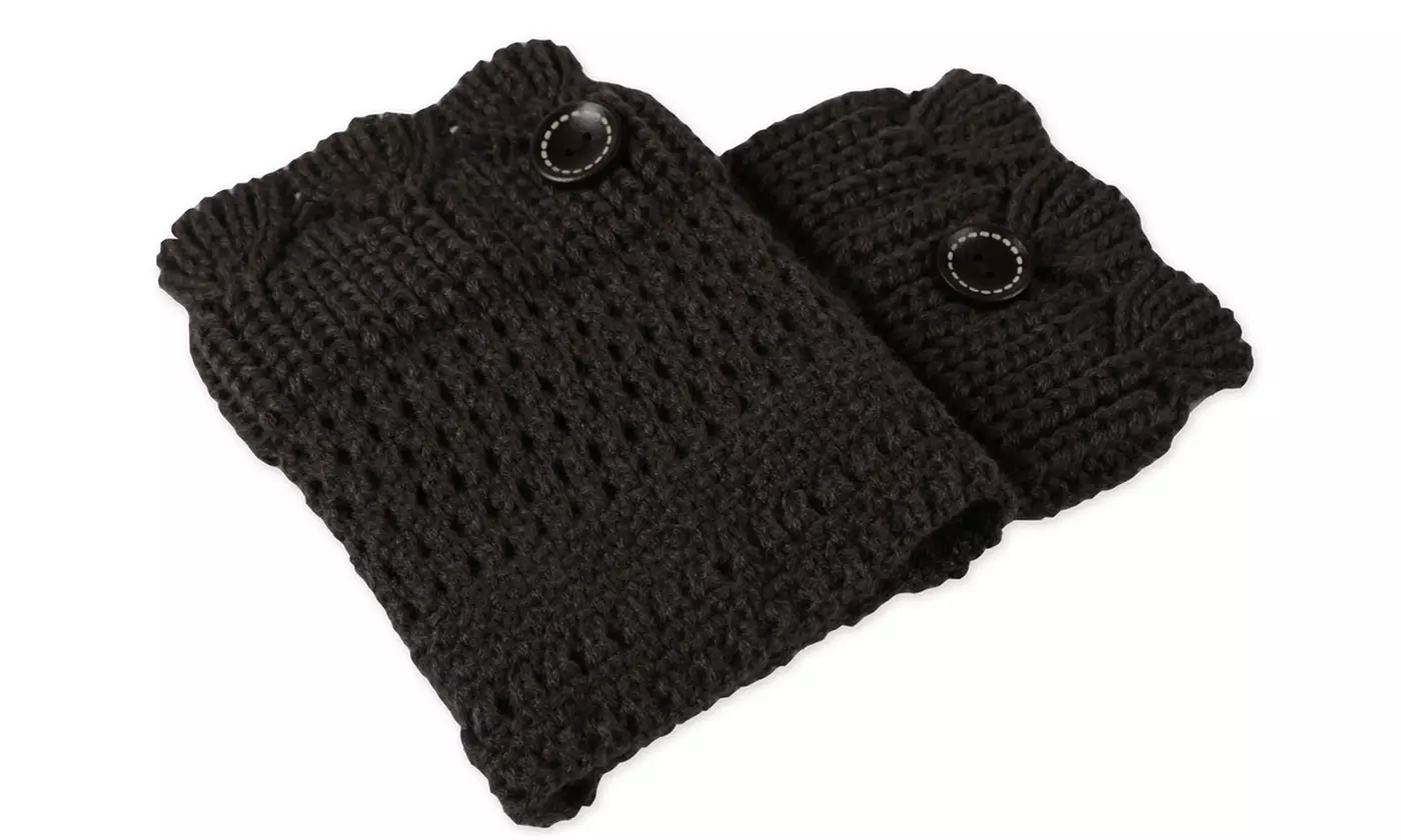 iMounTEK Women's Winter Crochet Knit Boot Button Sock Topper Cuff Leg Warmers