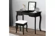 Vanity Dressing Table Set Mirrored bathroom W/Stool Table Desk White/Black - Second Medium