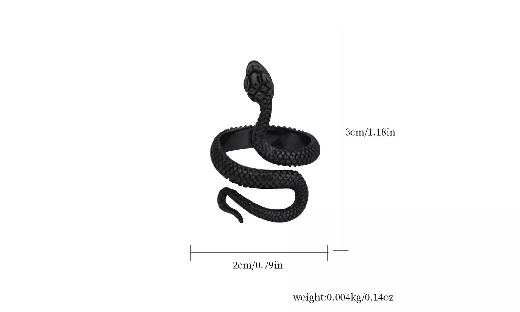 US 1-2 Stainless Steel Ring Snake Gothic Jewelry Retro Animal Adjustable Unisex