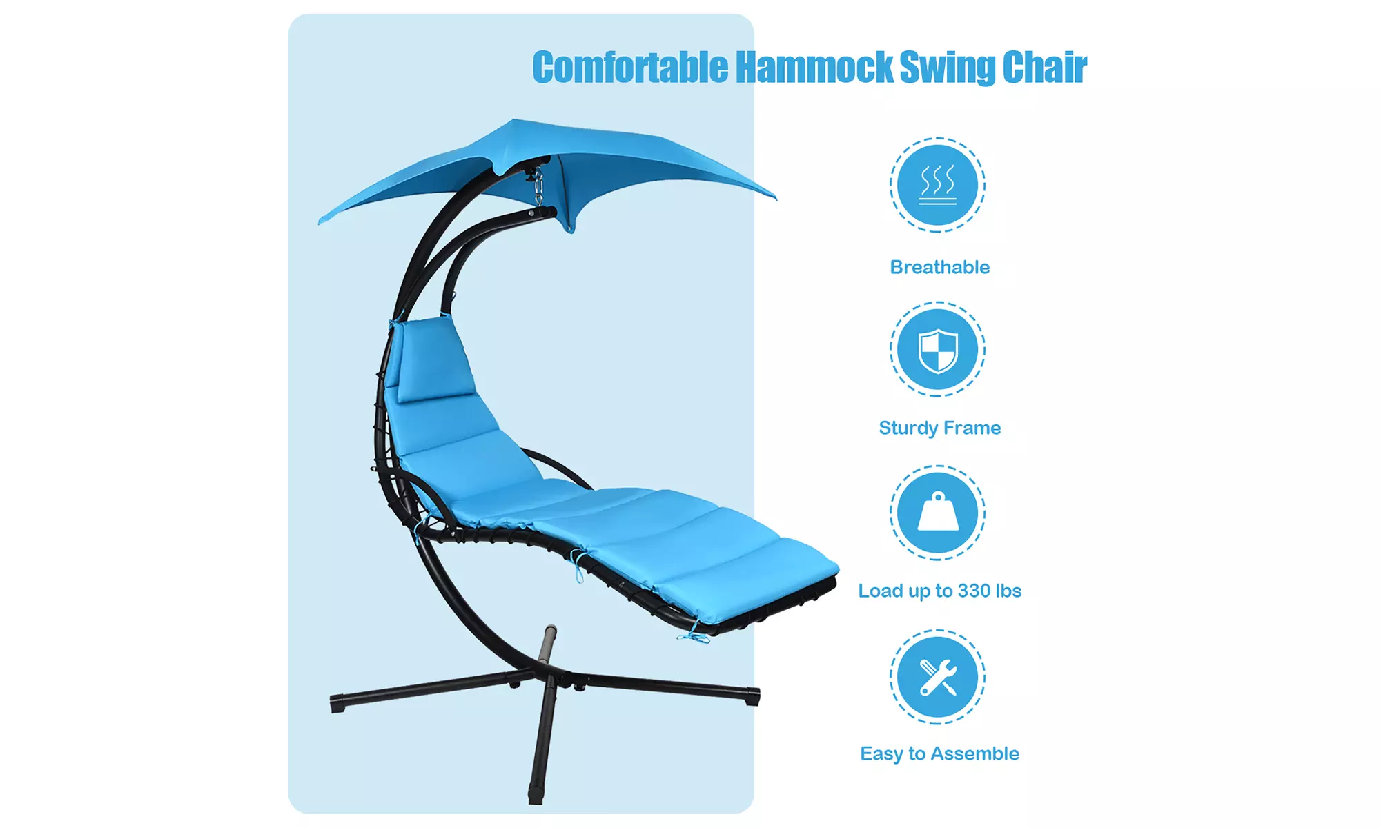 Costway Hanging Swing Chair Hammock Chair w/ Pillow Canopy Stand 3 colors