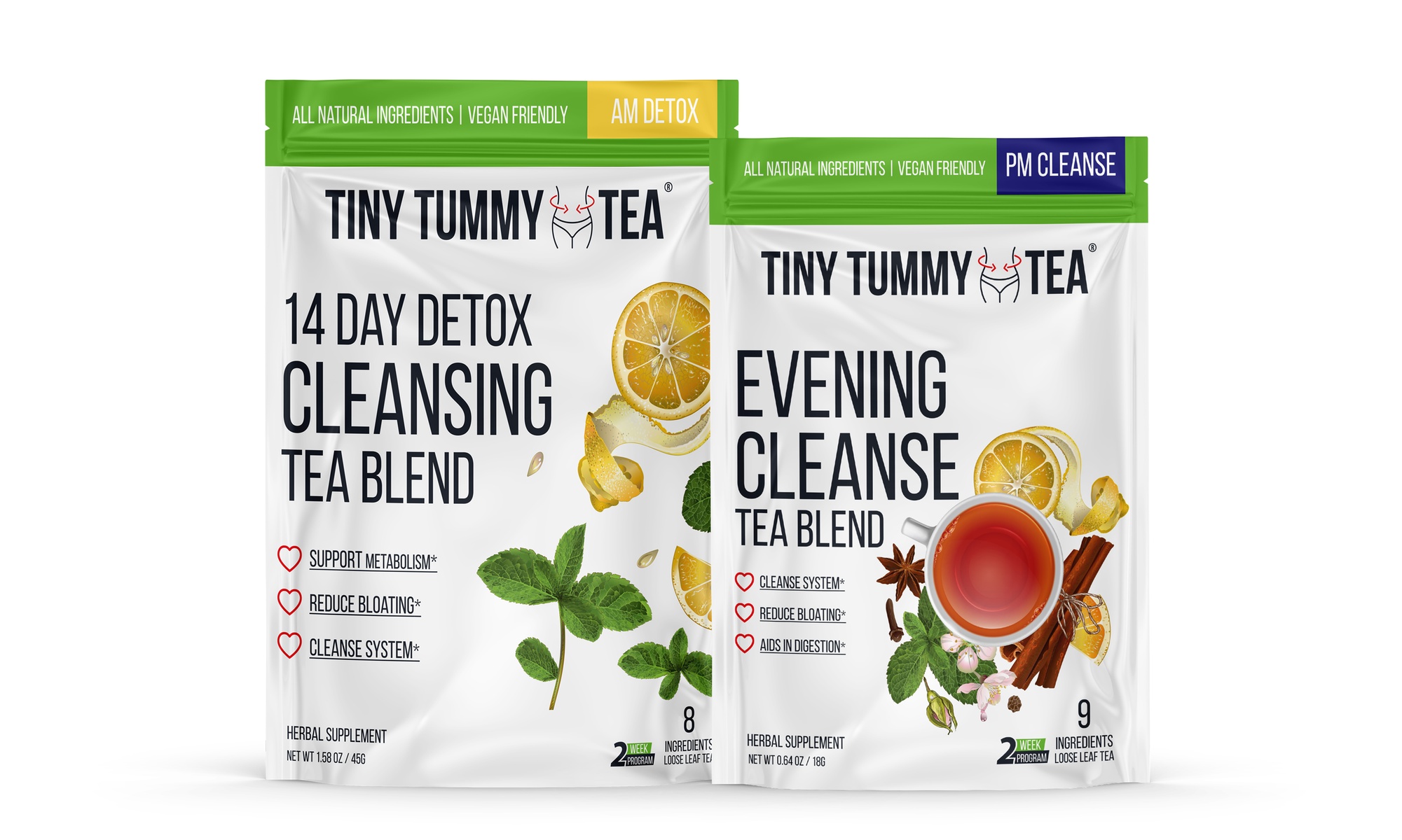 Tiny Tummy Tea Weight Loss Diet Cleanse and Detox Tea Set (Combo Pack)