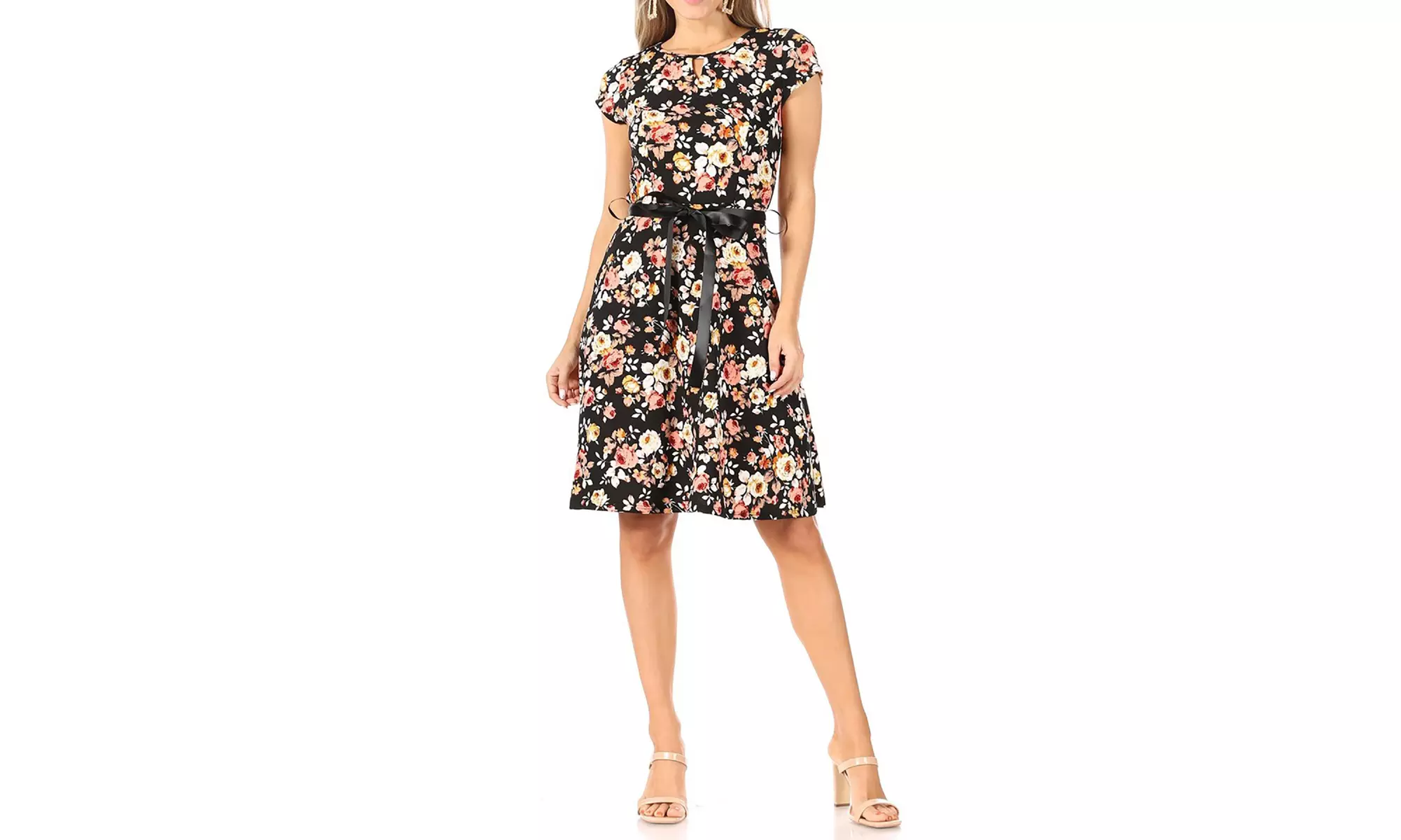 Women's Floral Flared A-Line Swing Casual Short Sleeve Dress