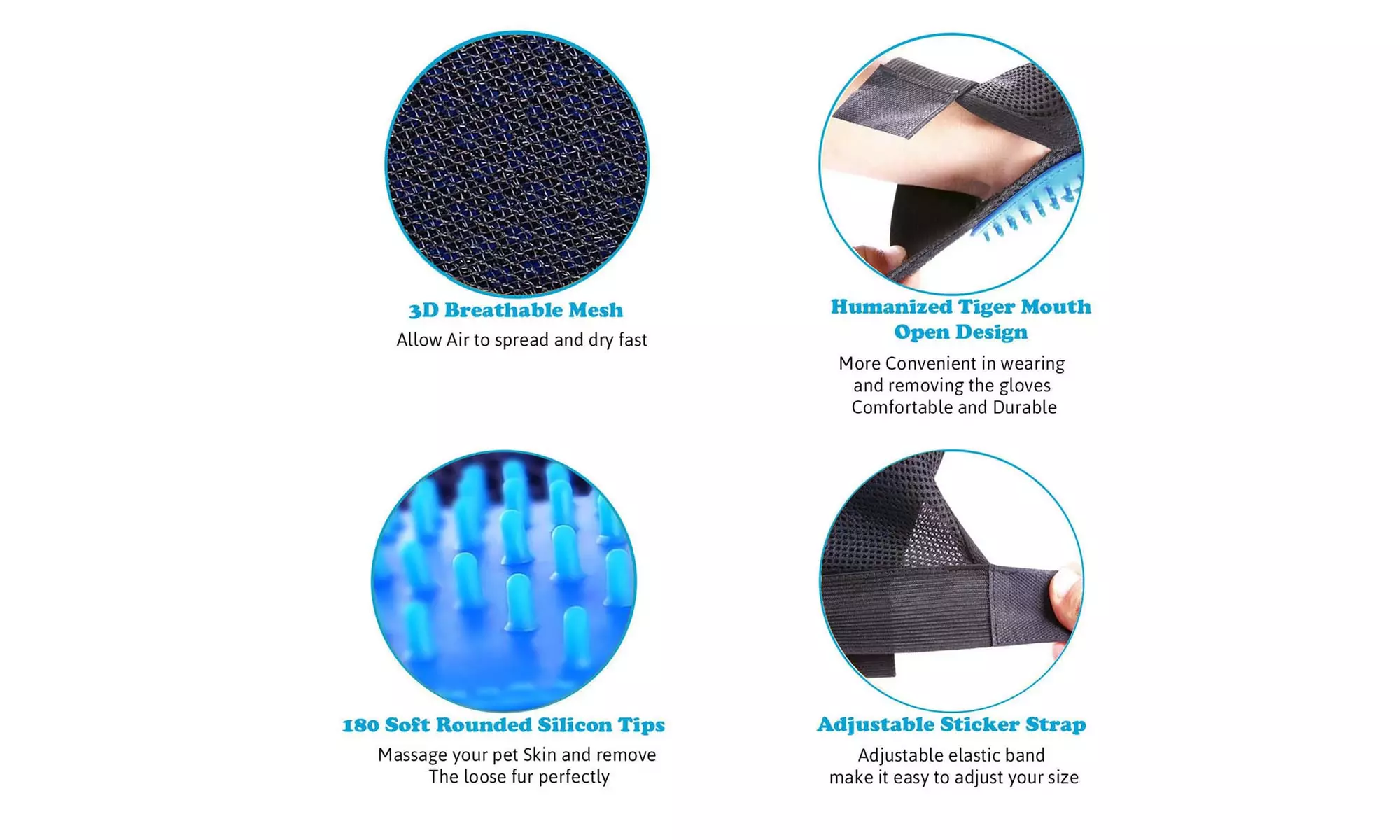 Pet Grooming Gloves Brush Dog Cat Hair Remover Mitt Massage 