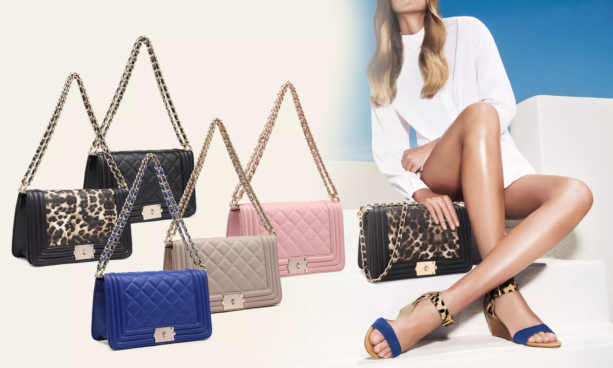 MK Belted collection Women Vegan Leather Quilted Crossbody Clutch handbags - Primary Image