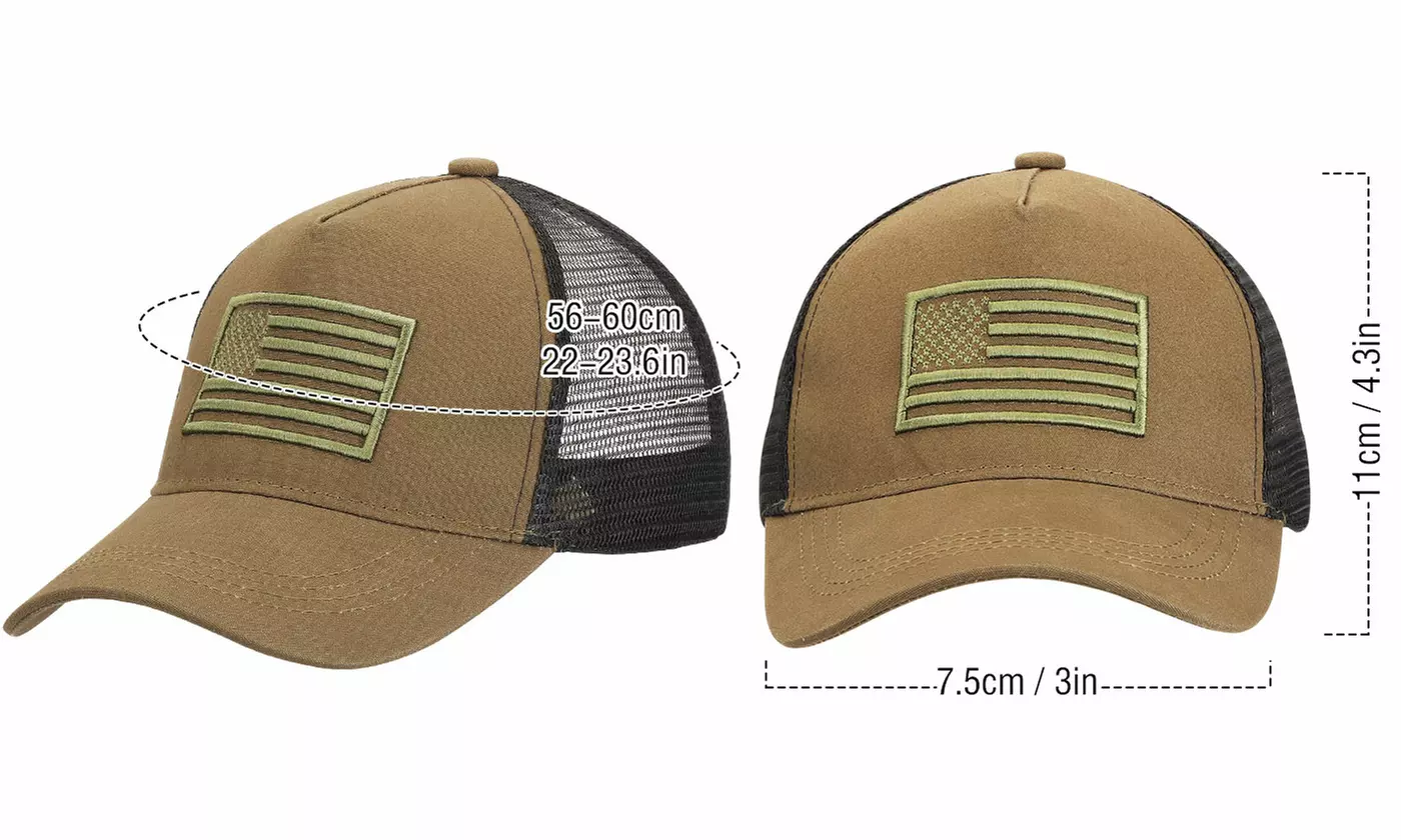 3D Embossed Logo American Flag Baseball Cap Trucker Hat