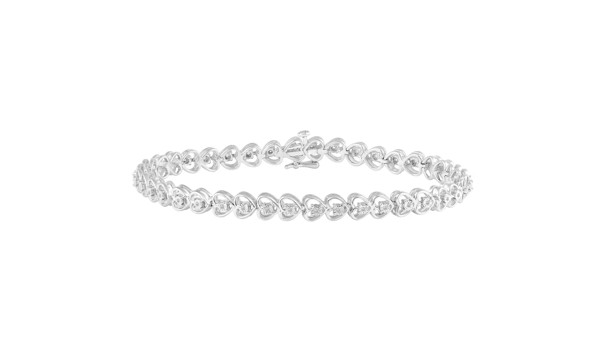 1/8 Carat tw Diamond Heart Tennis Bracelet in 925 Sterling Silver (7 Inches)
