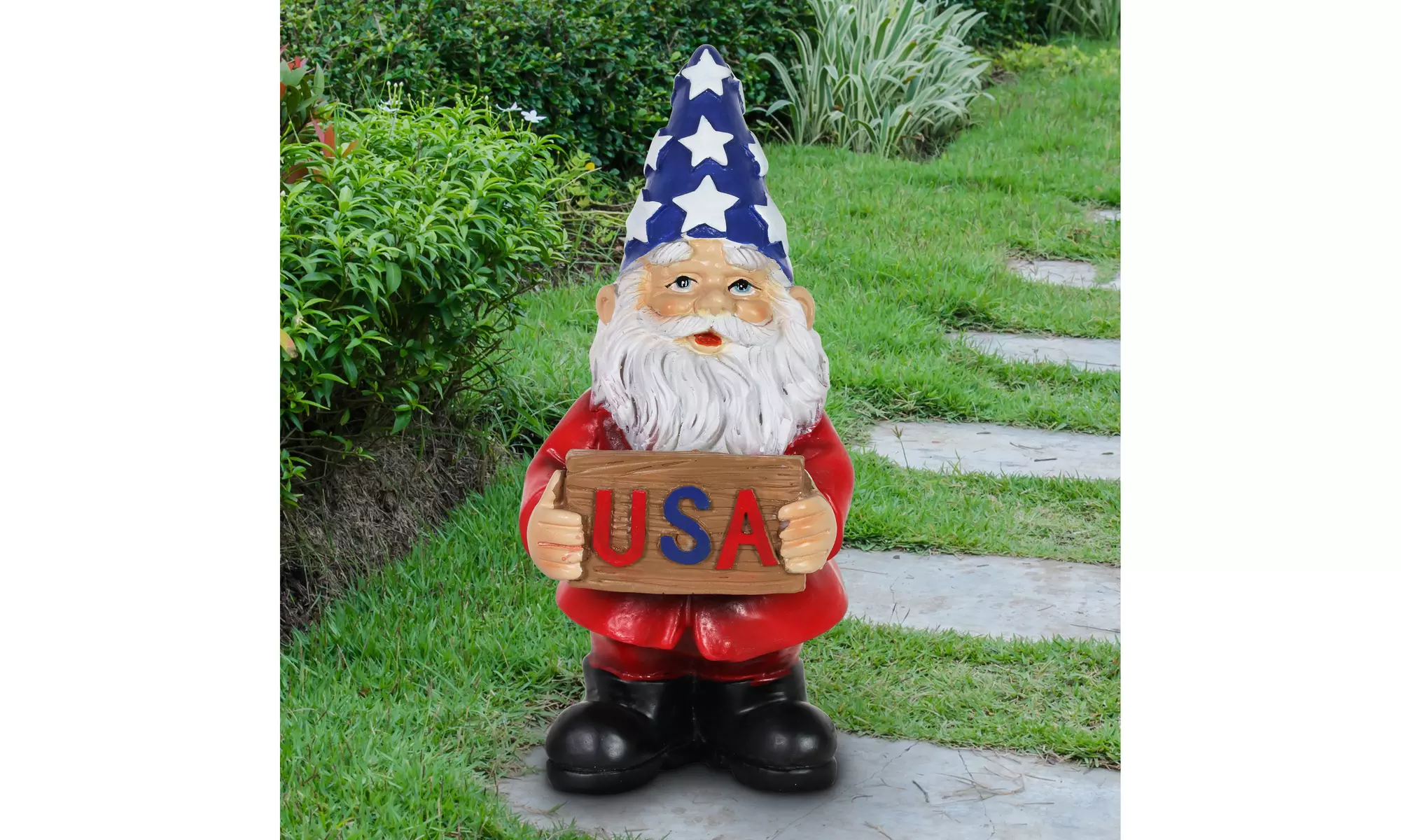 Exhart USA Sign Garden Gnome, 8.5 Inch - Primary Image