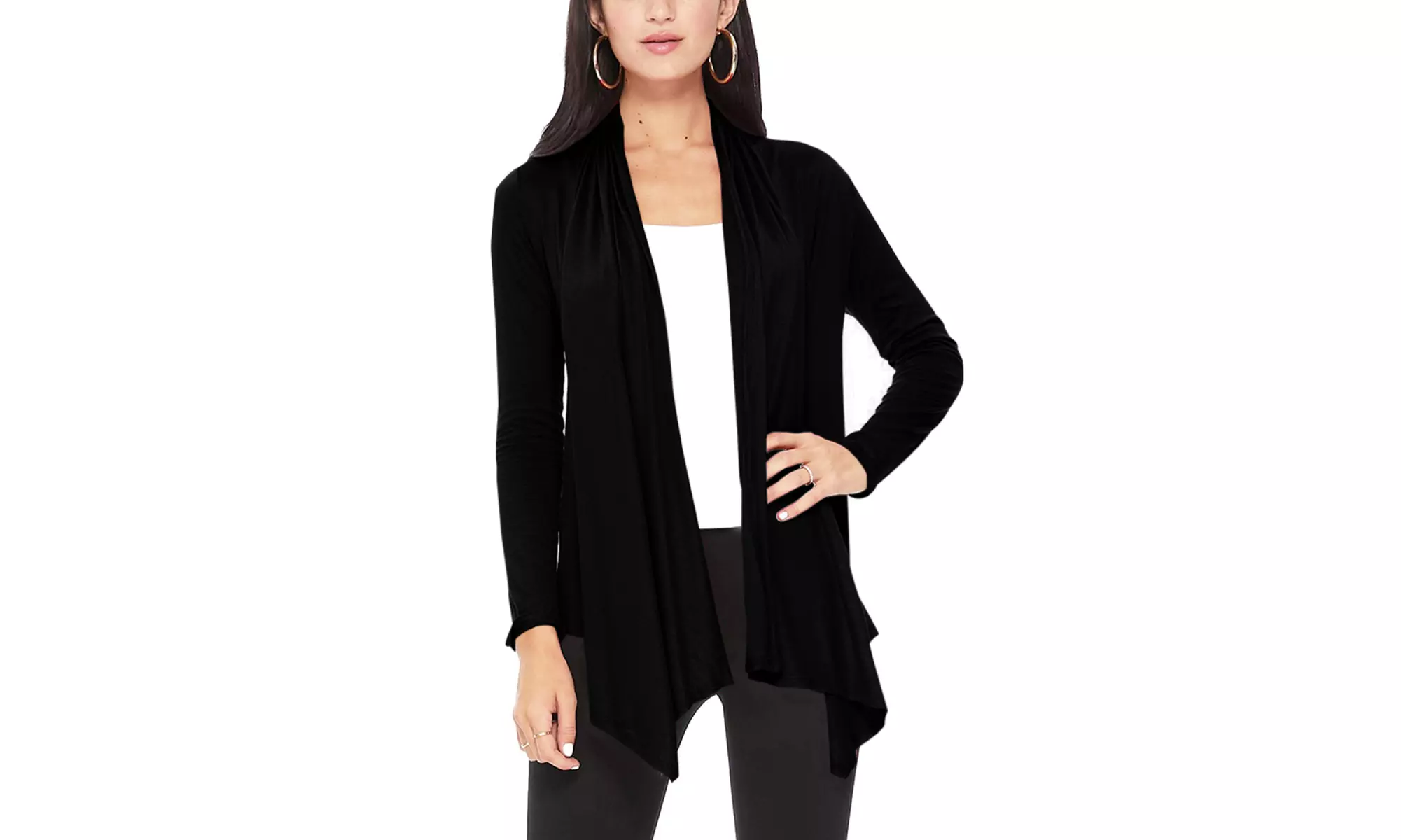 Women's Casual Long Sleeve Open Front Draped Cardigan (Pack of 2)