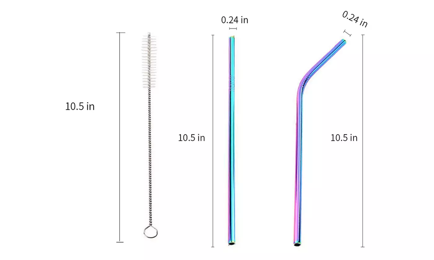 Stainless Steel Straws 10.5 inch Long Reusable For Tumbler Beverage (8 Pack) 