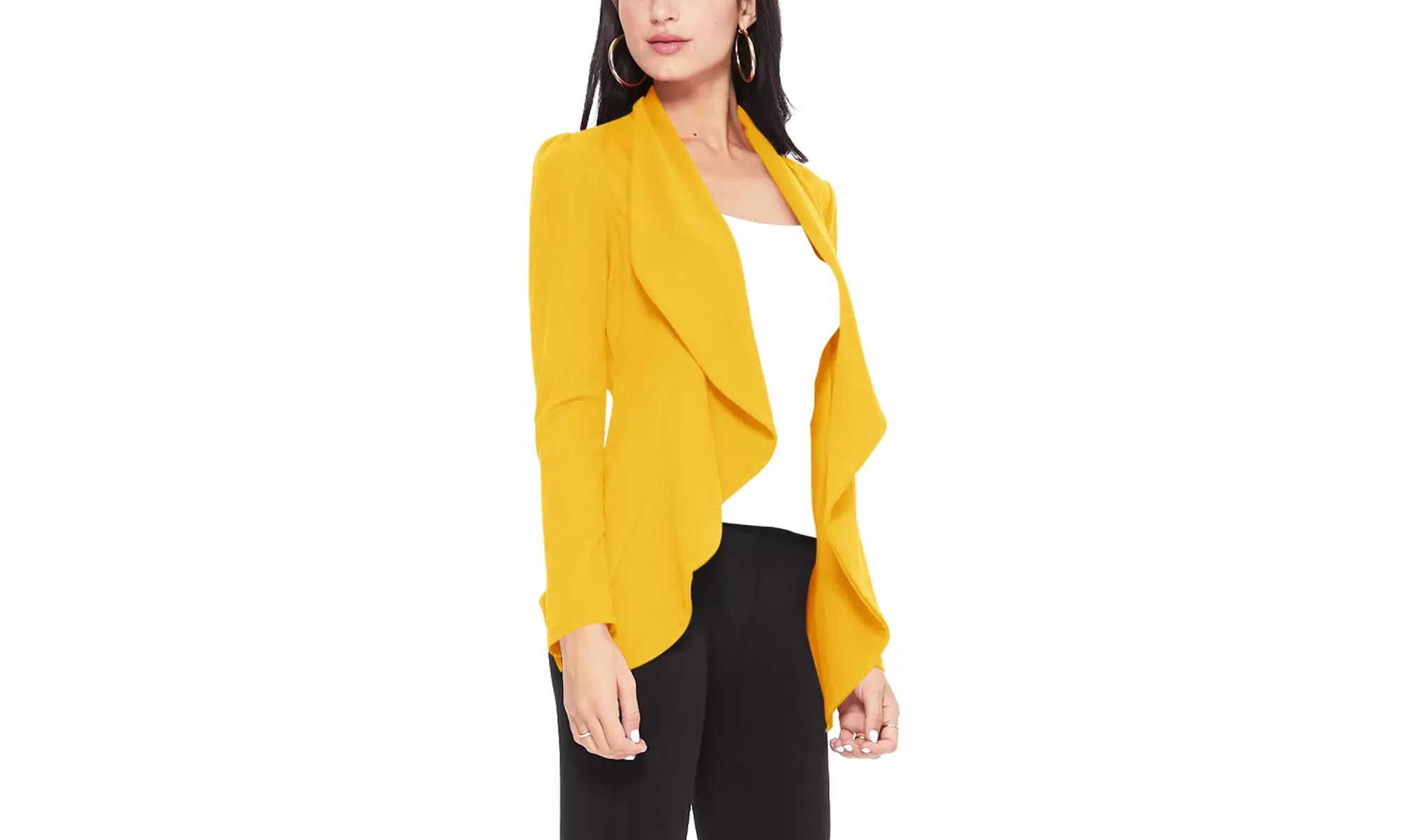 Casual Long Sleeves Open Front Office Wear Solid Blazer Jacket S-3XL