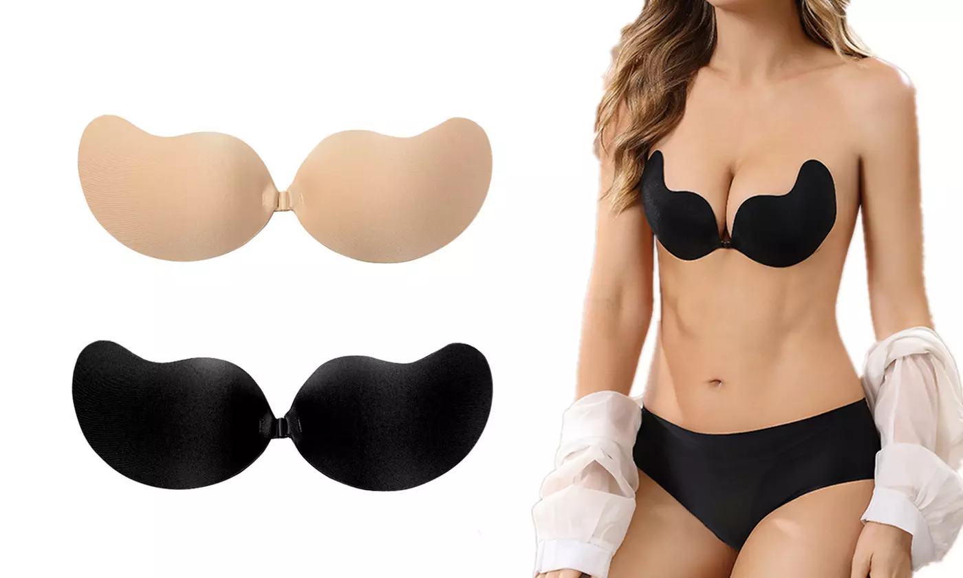 Push Up Strapless Self Adhesive Plunge Bra Invisible Backless Sticky Bras - Primary Image