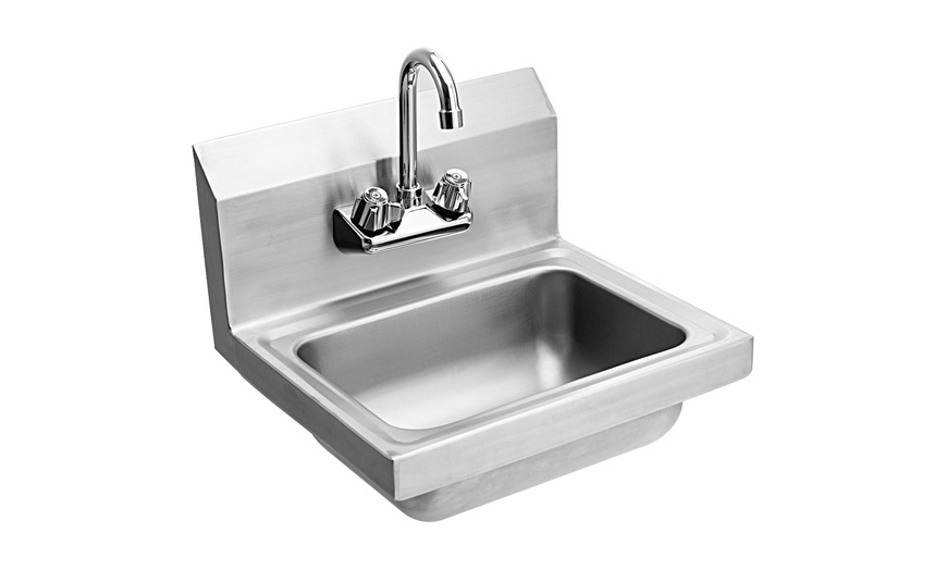 Image 1: Stainless Steel Hand Wash Sink Washing Wall Mount Commercial Kitchen Heavy Duty